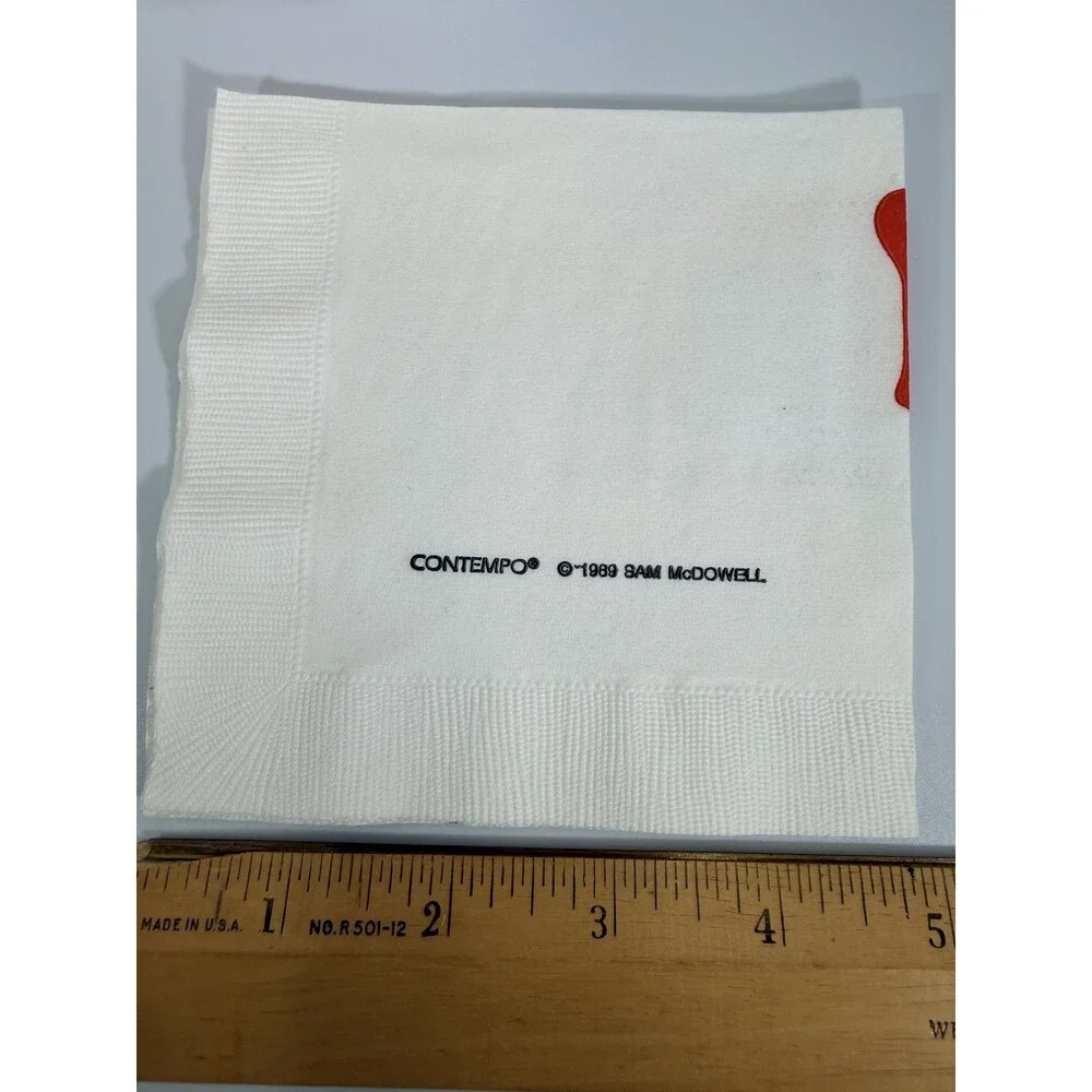 Vintage 1989 Set 16 Sam McDowell Clifton Mouse Funny Cocktail Napkins Contempo